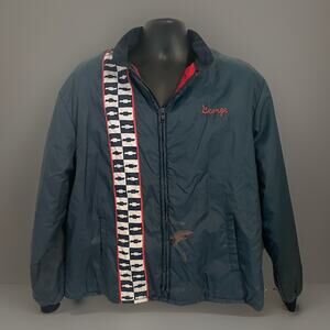 Vintage 60s-70s Chevrolet Coat Jacket Chevy Logo Iowa Racing Quilted Distressed